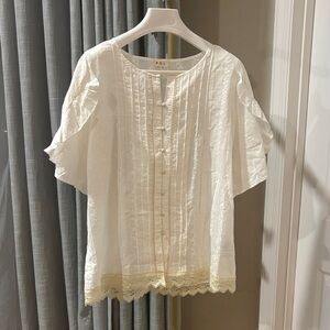 NEW POL White Lace Trim Top